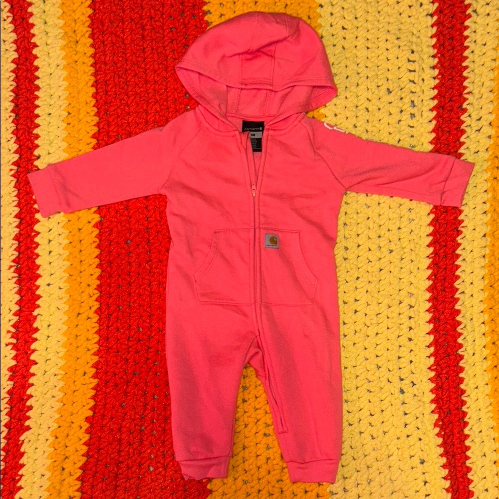 Carhartt Pink Hooded Baby Jumpsuit